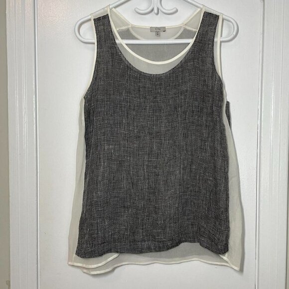 Clu Grey Sleeveless Linen Top with Sheer Lining size M - Picture 4 of 6